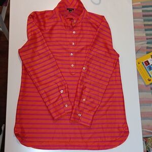 Orange and pink striped Ann Taylor tunic blouse size 10 long sleeved